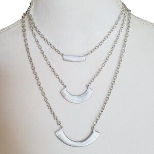 Banana Republic XOXO Triple Layer Collar Necklace Silver Tone Versatile New